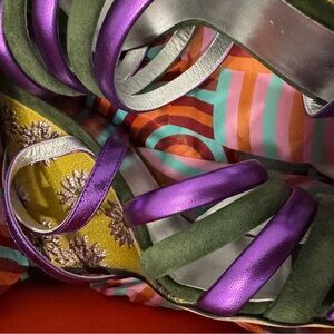 LA DoubleJ  
Metallic Purple and Olive Shoes